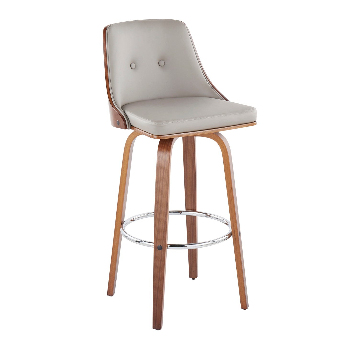 Gianna - Mid Century Modern Fixed Height Barstool With Swivel With Round Footrest (Set of 2)