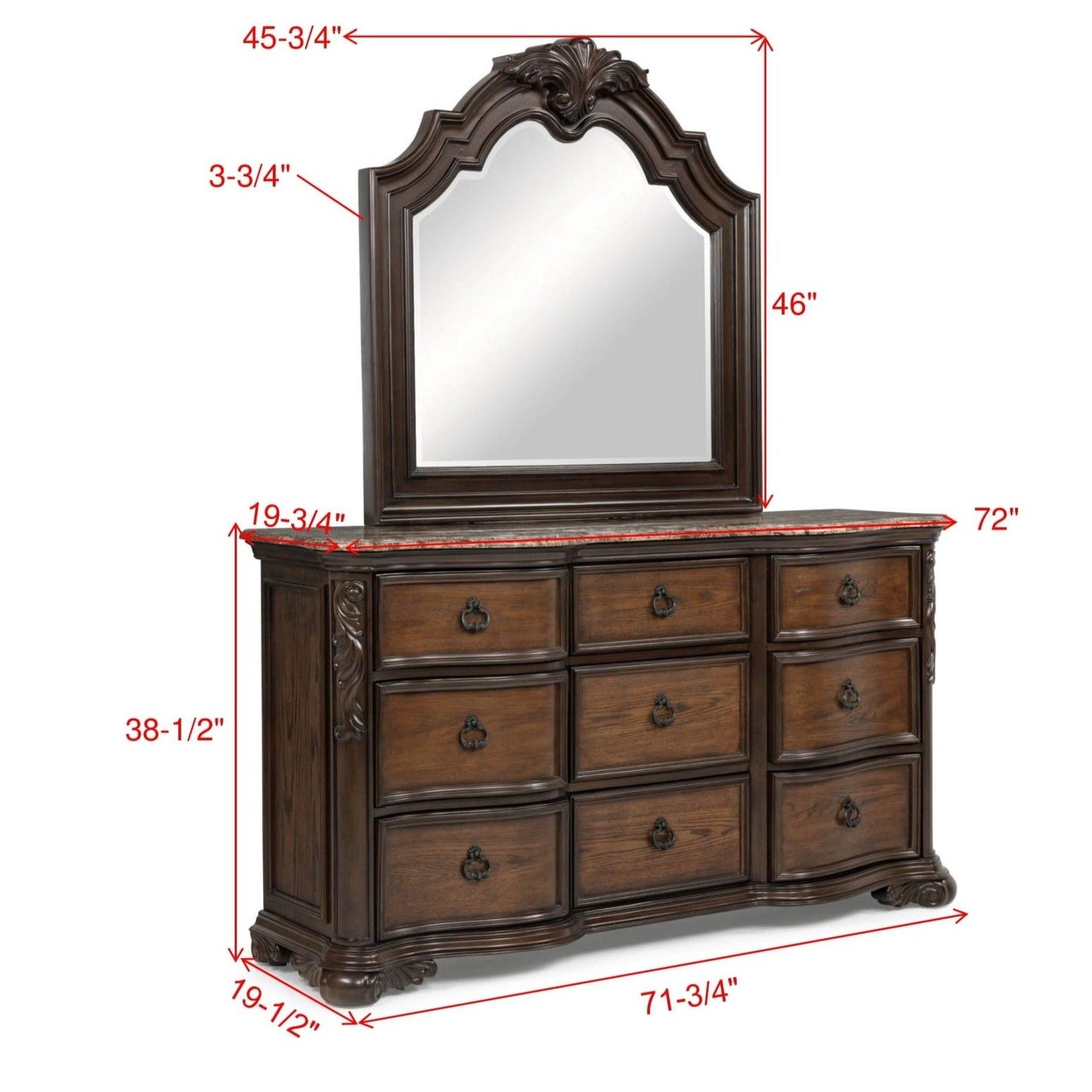 9 Drawers Dresser - Brown / Coffee