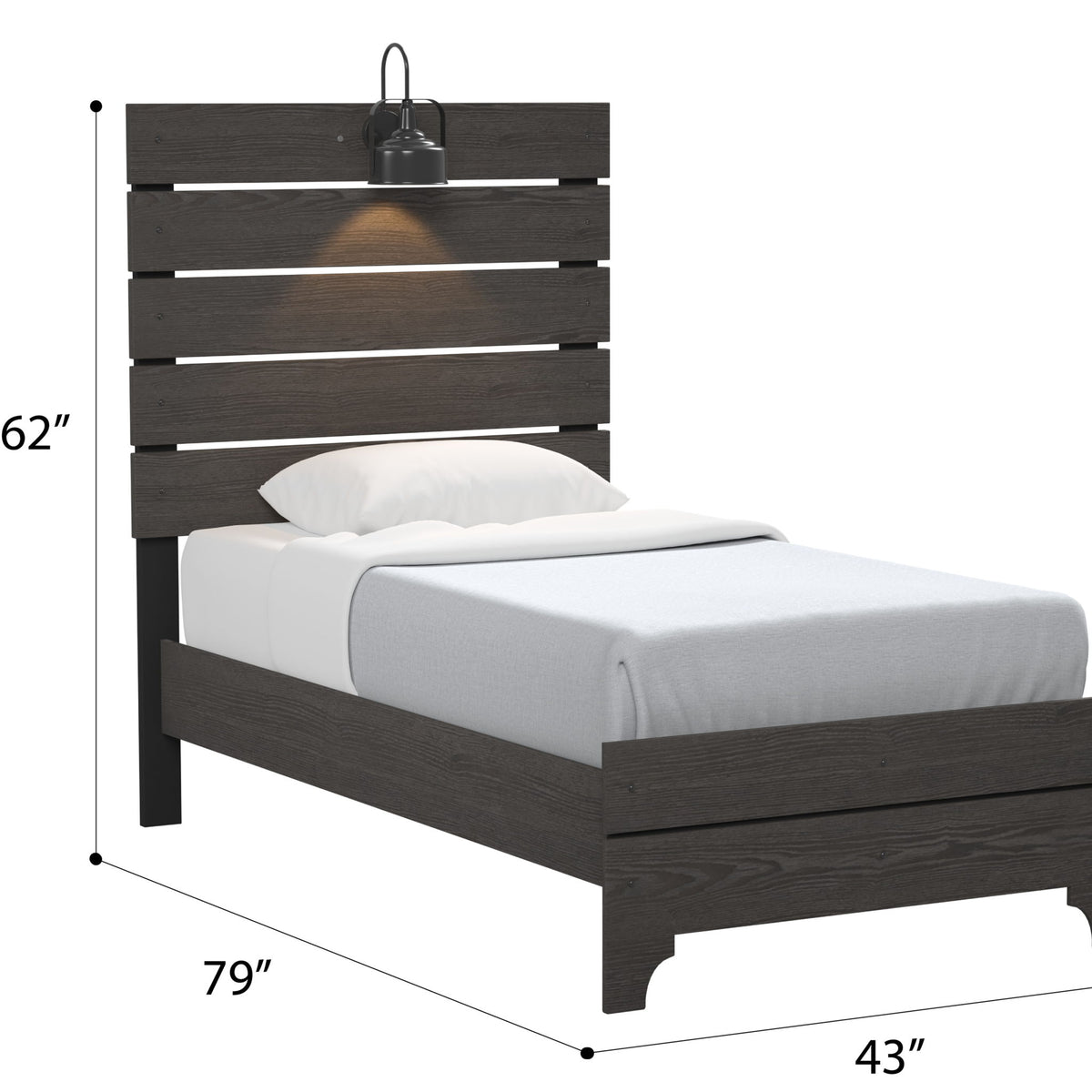 Twin Bed With Integrated Lights - Brown