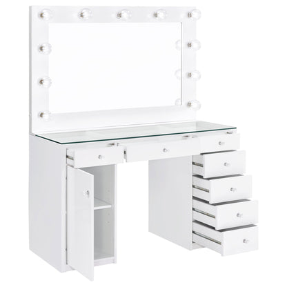 Fern - 7 Drawer Vanity Set With Mirror And Globe Lights