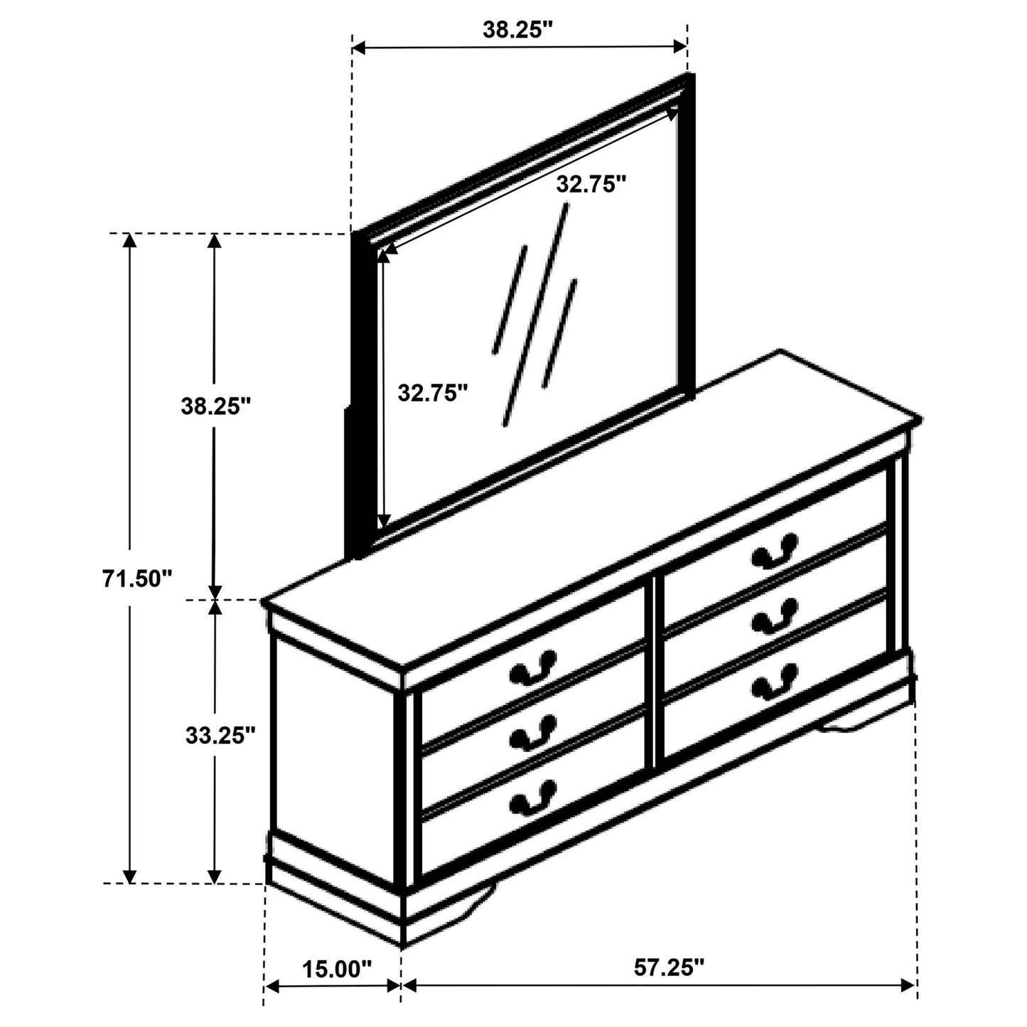 6 Drawer Dresser With Mirror