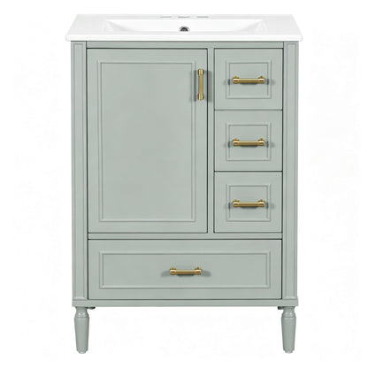 Modern Bathroom Vanity With Sink, Soft Close Doors, 3 Drawers