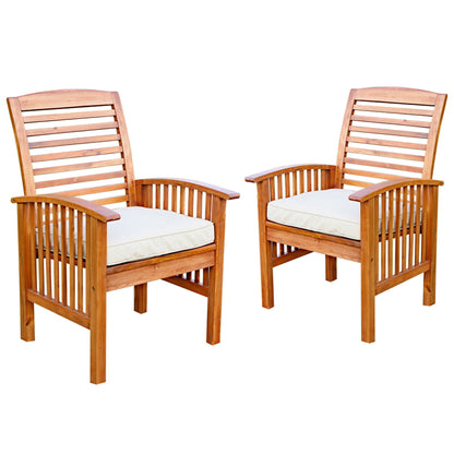 Modern 2 Piece Slat Back Patio Chairs With Cushions