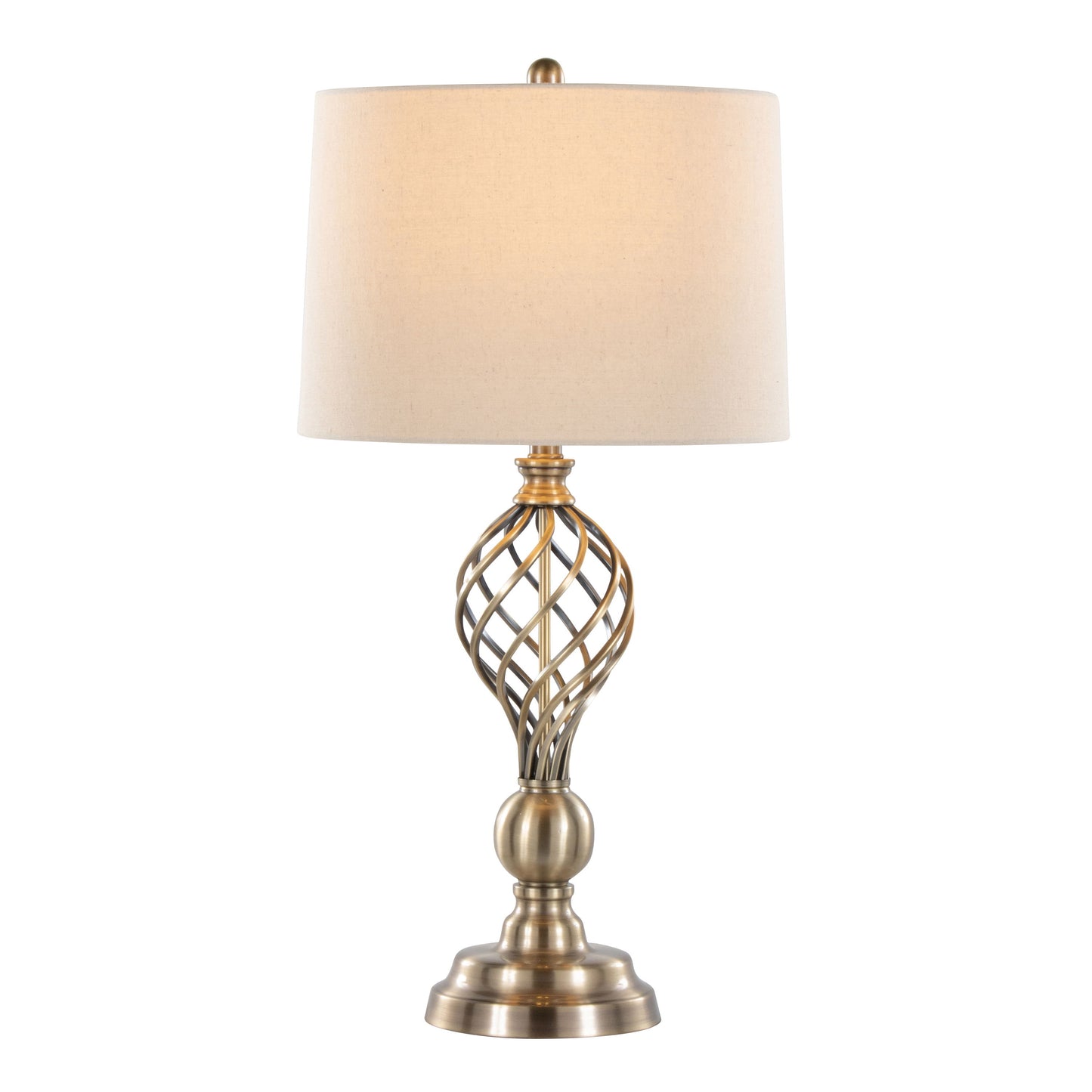 Linx - Twist Contemporary Table Lamp (Set of 2) - Antique Soft Brass / White