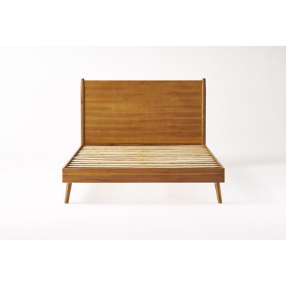 Wildflow - Queen Platform Bed With Splayed Legs And Headboard - Natural
