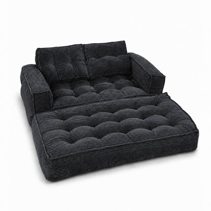 2 Seater Modular Corduroy Sofa With Chaise Lounge For Living Room