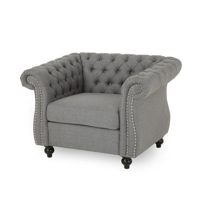 Nexuson - Upholstered Chesterfield Chair With Deep Tufted And Nailhead Trim