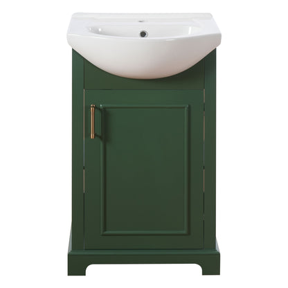 20" Bathroom Vanity With Bulged Sink, Freestanding Single Vanity Set, Soft Close Door