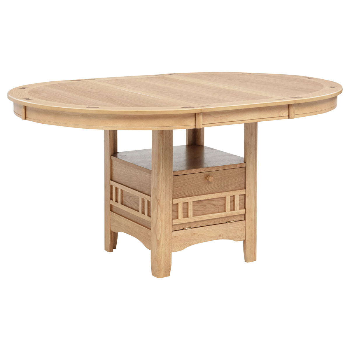Davis - 5 Piece Oval Extension Leaf Dining Set With Pedestal Base - Light Oak