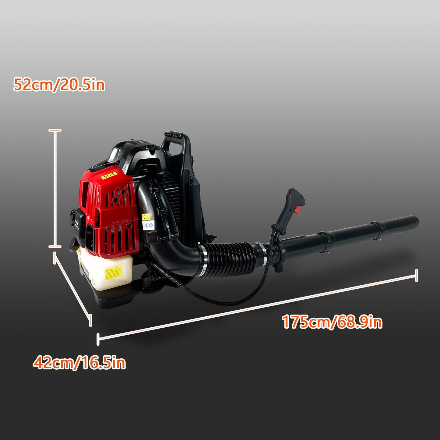 Backpack Gas Leaf Blower, 76Cc, 660Cfm, 200Mph, 4 Stroke Air Cooling Gas Backpack Grass Blower, Snow Blower Epa Compliant - Red