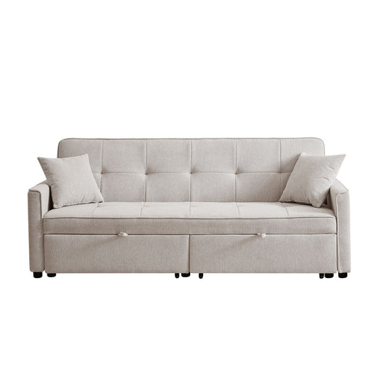 3 In 1 Convertible Sleeper Sofa Bed, Reclining Backrest, Pillows, Pockets