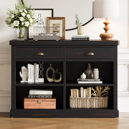 Console Table With 2 Drawers And Open Shelves