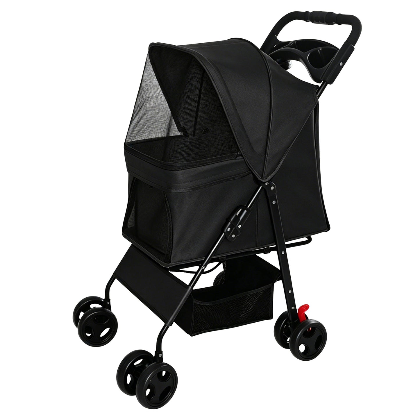 Foldable Pet Stroller For Small Dogs And Cats With Multi Functional Tray