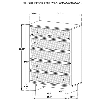 Kimpton - 5 Drawer Bedroom Chest - Beige