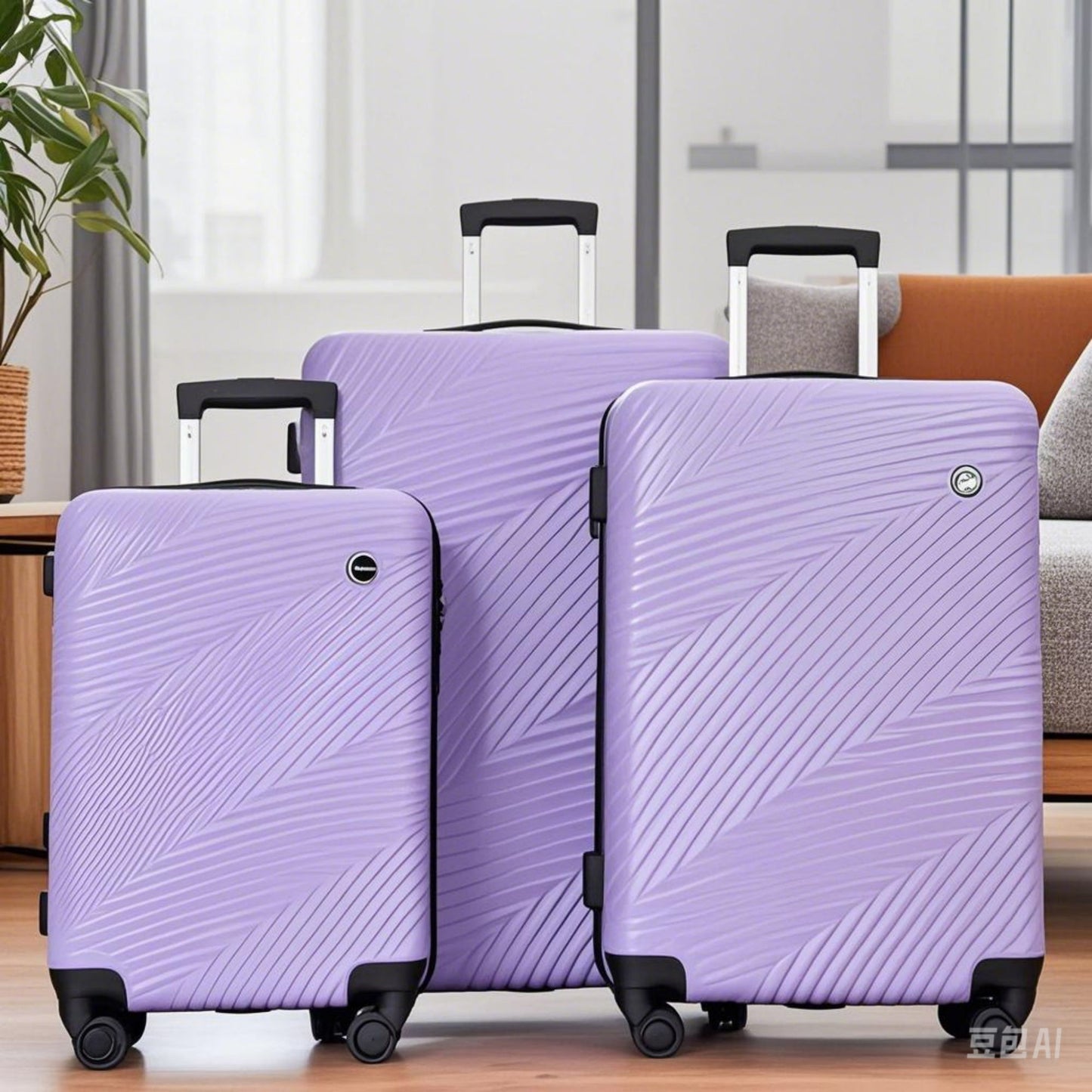 3 Piece Luggage Sets Lightweight Suitcase With Two Hooks, Spinner Wheels,