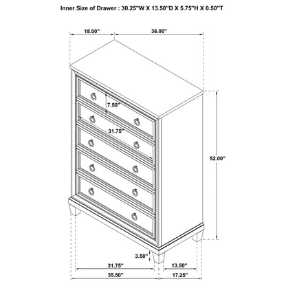 Wedner - 5 Drawer Chest - Oak