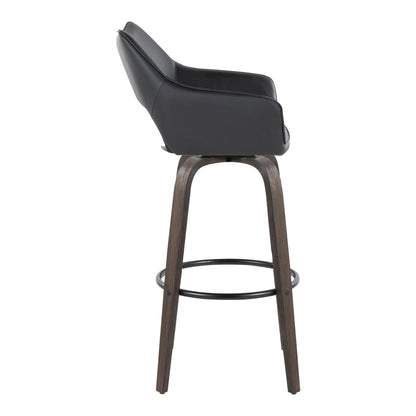 Mustang - Contemporary Fixed Height Barstool With Swivel With Round Footrest (Set of 2)