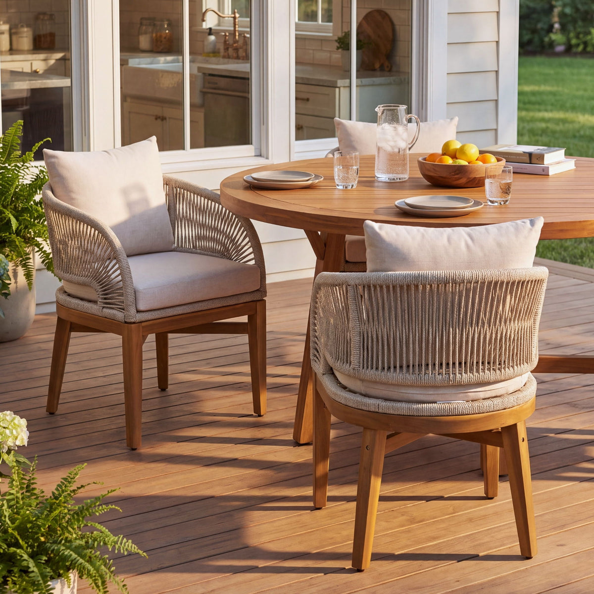 Outdoor Dining Chairs With Cushion (Set of 2)