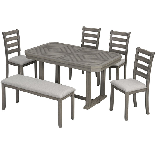6 Piece Dining Table Set With Ergonomic Seating