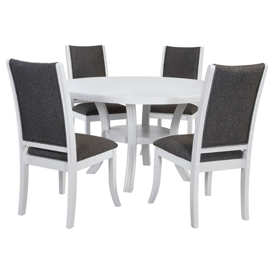 Tyler Pearl - 5 Piece Round Dining Table Set - White