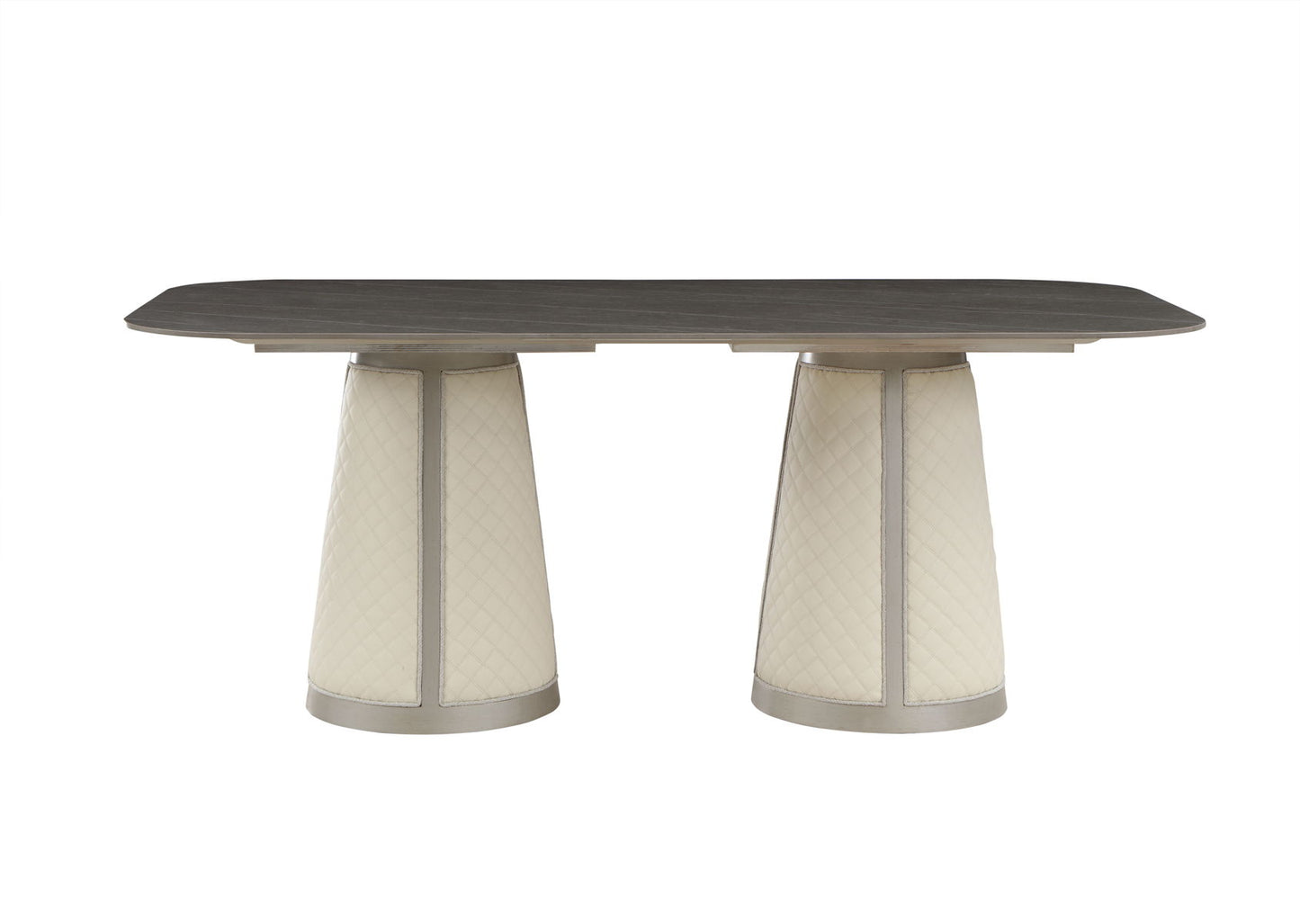 Kasa - Sintered Stone Top Dining Table - Stone Gray / Champagne