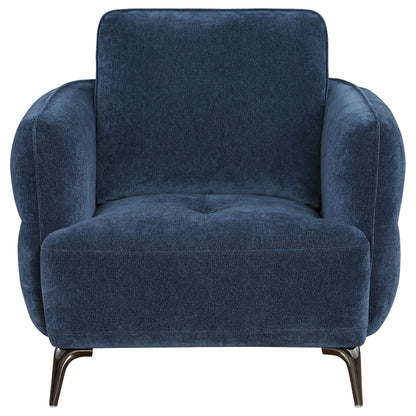 Lively - Chenille Upholstered Modern Track Arm Chair - Blue