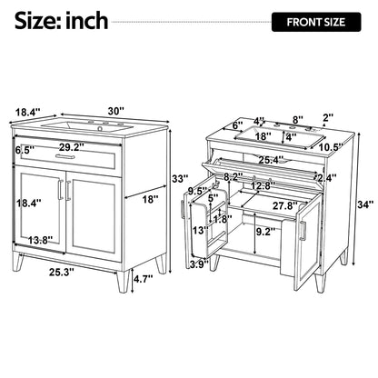 Bathroom Vanity With Sink Top, Adjustable Shelf, Door Organizers