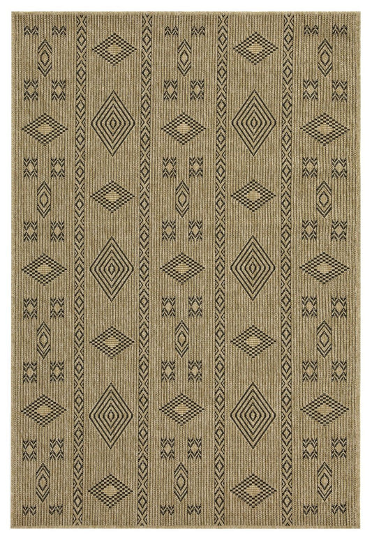 Earth - 5'3" X 7'3" Indoor, Outdoor Area Rug Polypropylene - Jute / Black