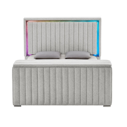 Elliot - Bed With Immersive Sound, LED Lighting, Fireplace Footboard, TV Lift