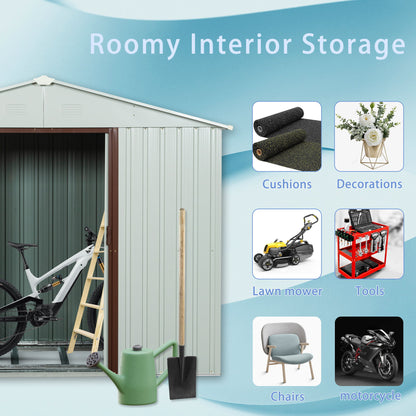 Ry-Sdyx56-W Outdoor Metal Storage Shed - White