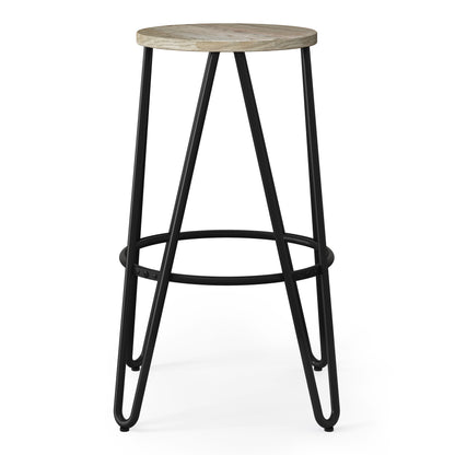 Simeon - Multifunctional Metal Stool With Wood Seat