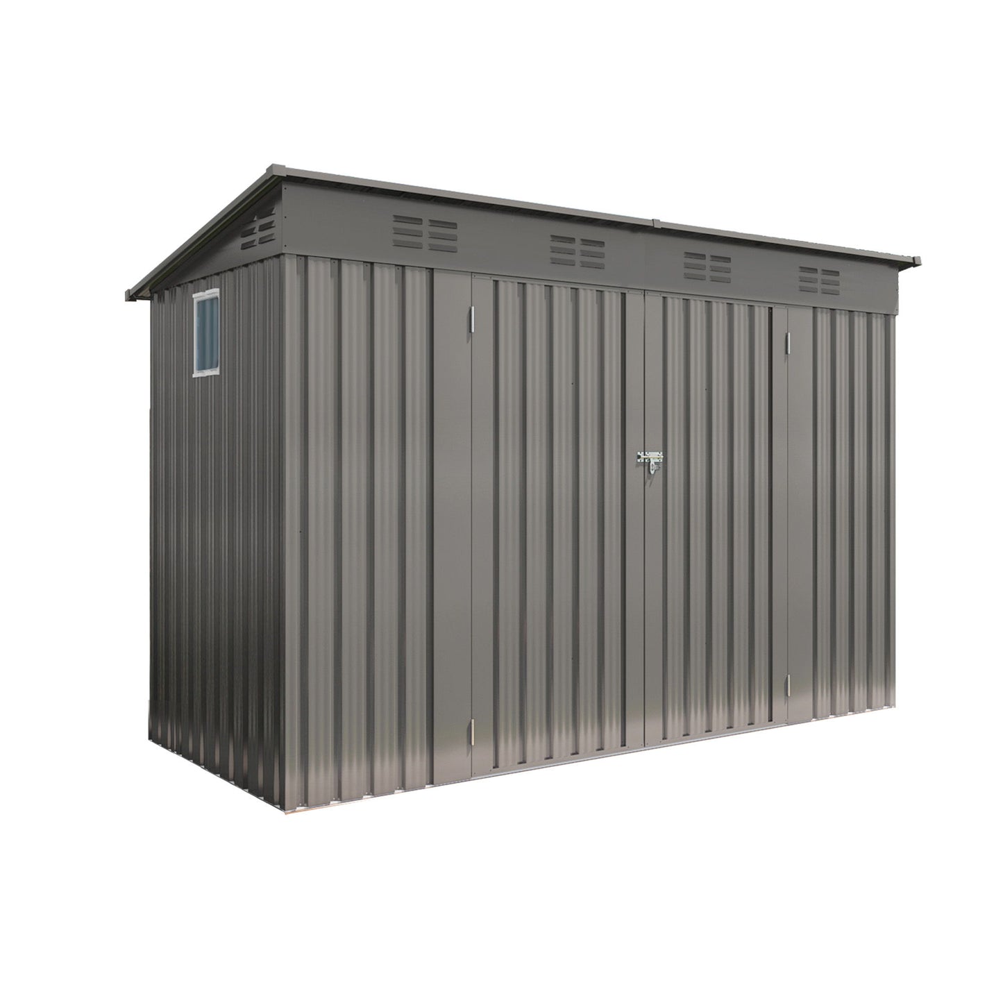 Outdoor Storage Shed 4 X 9 Ft With Sloping Roof And Vents For Garden And Patio - Gray