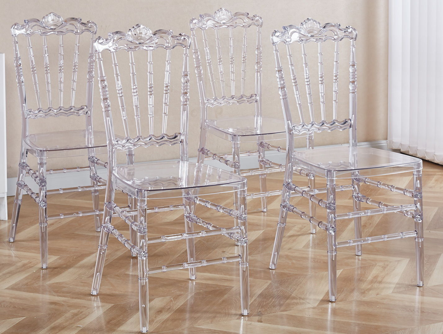Dining Chair With Plastic Seat, Welding Chair (Set of 4) - Transparent