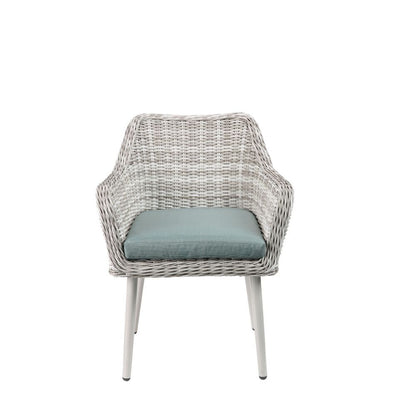 Tashay - 3 Piece Patio Bistro Set - Green Fabric & Beige Wicker