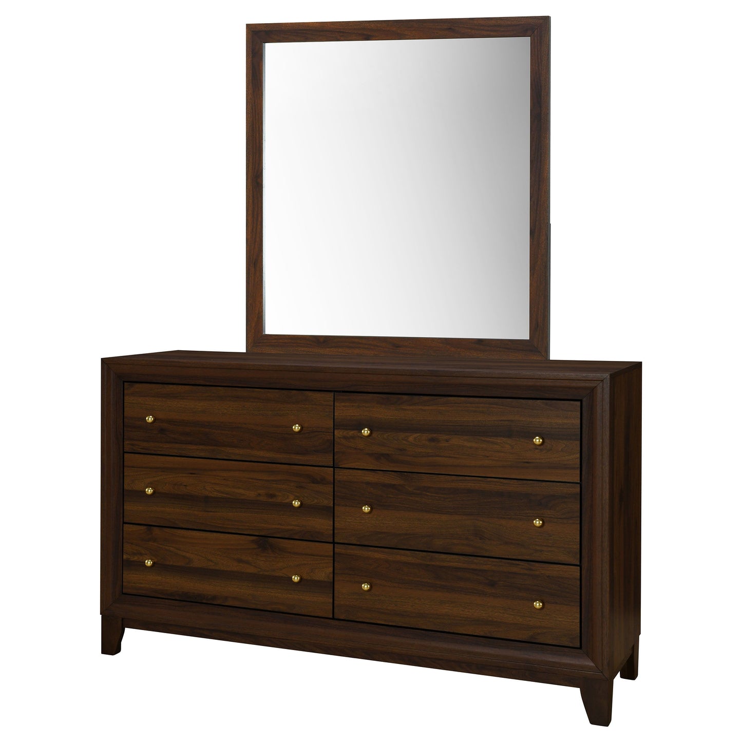 Welsley - 6-Drawer Dresser And Mirror - Walnut