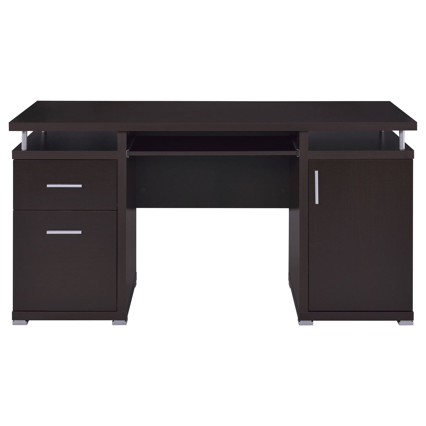Modern Office Computer Desk With 2 Drawers, Adjustable Shelf, Slide Out Keyboard Tray