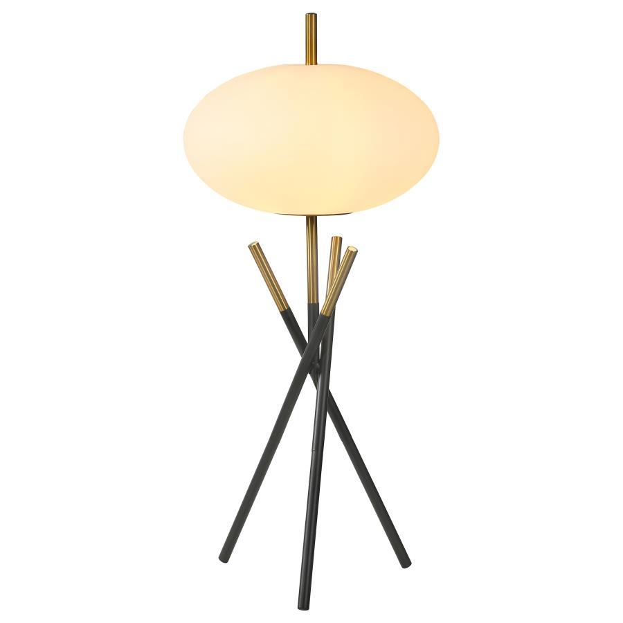 Layton - White Orb Shade Tripod Table Lamp - Black