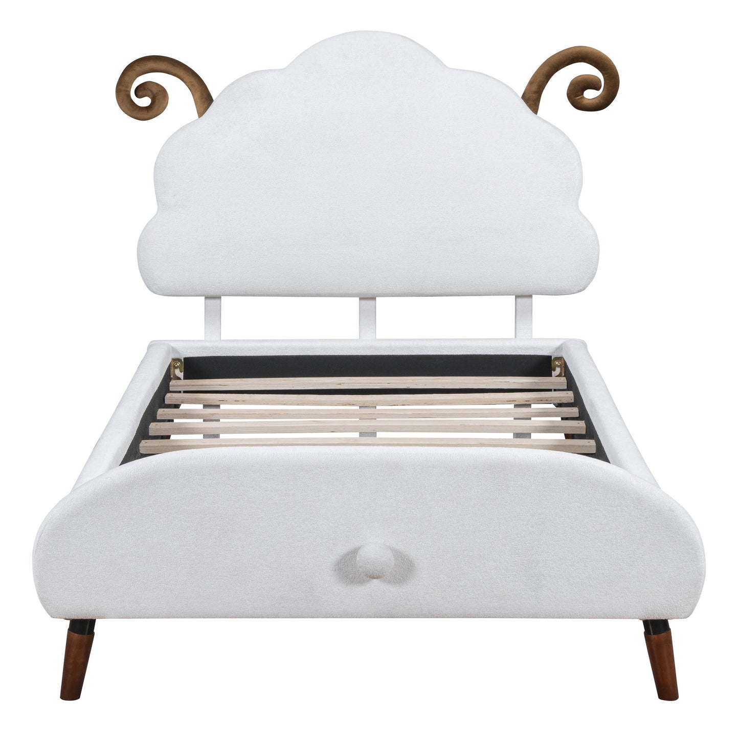 Upholstered Platform Bed With Sheep Shaped Headboard