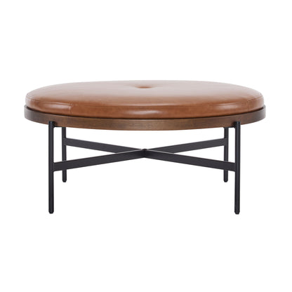 Lyricie - Modern Cocktail Ottoman With Foam Padding And Metal X Base - Brown / Black