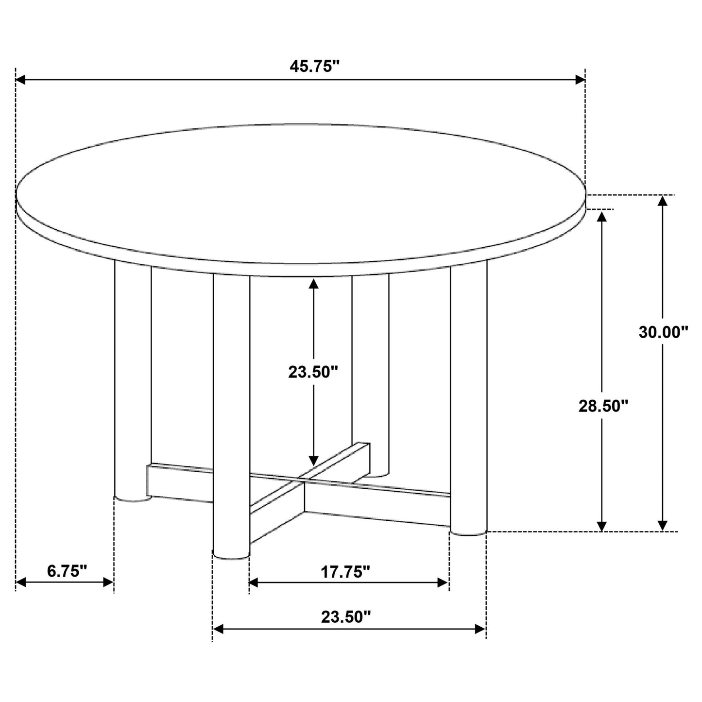 Graham - Round Dining Table With X Cross Base - Walnut