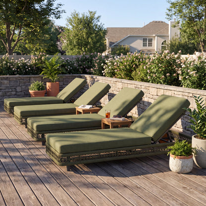Outdoor Chaise Lounge & Wheels, 5 Position Adjustable Backrest