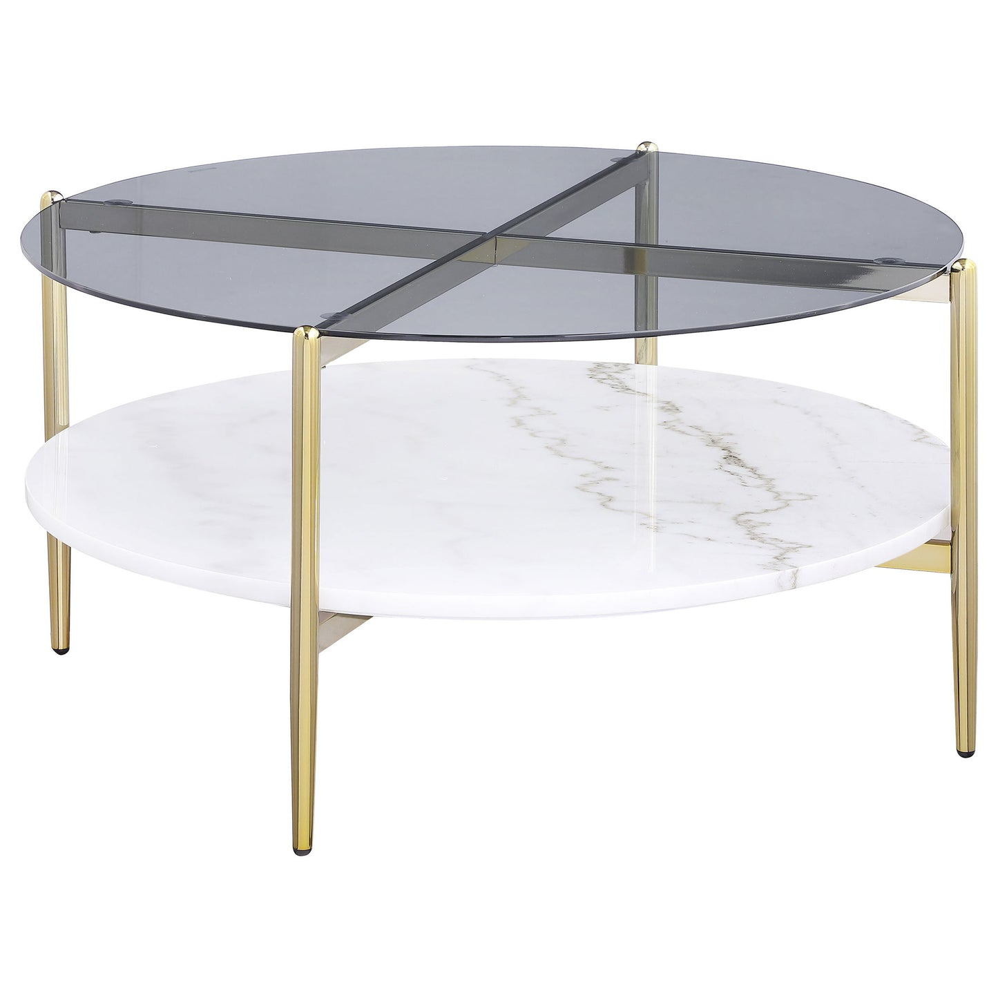 Jackel - 2 Piece Round Coffee And End Table Set - Gold