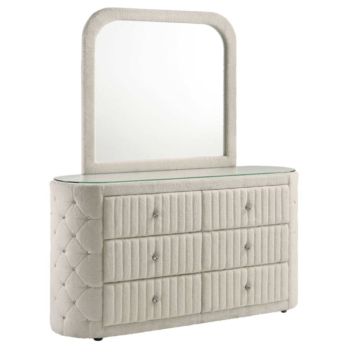 Santiago - 6 Drawer Dresser With Mirror - Ivory