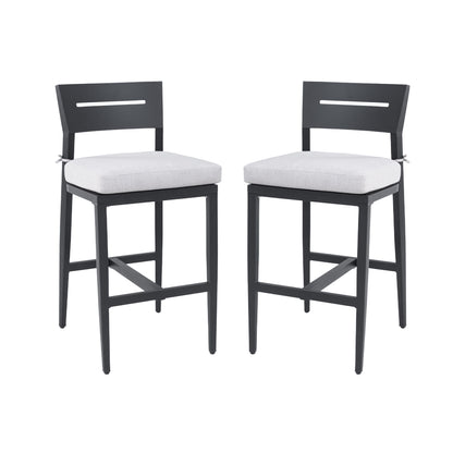 Modern Outdoor Bar Stools With Backrest And Footrest (Set of 2)