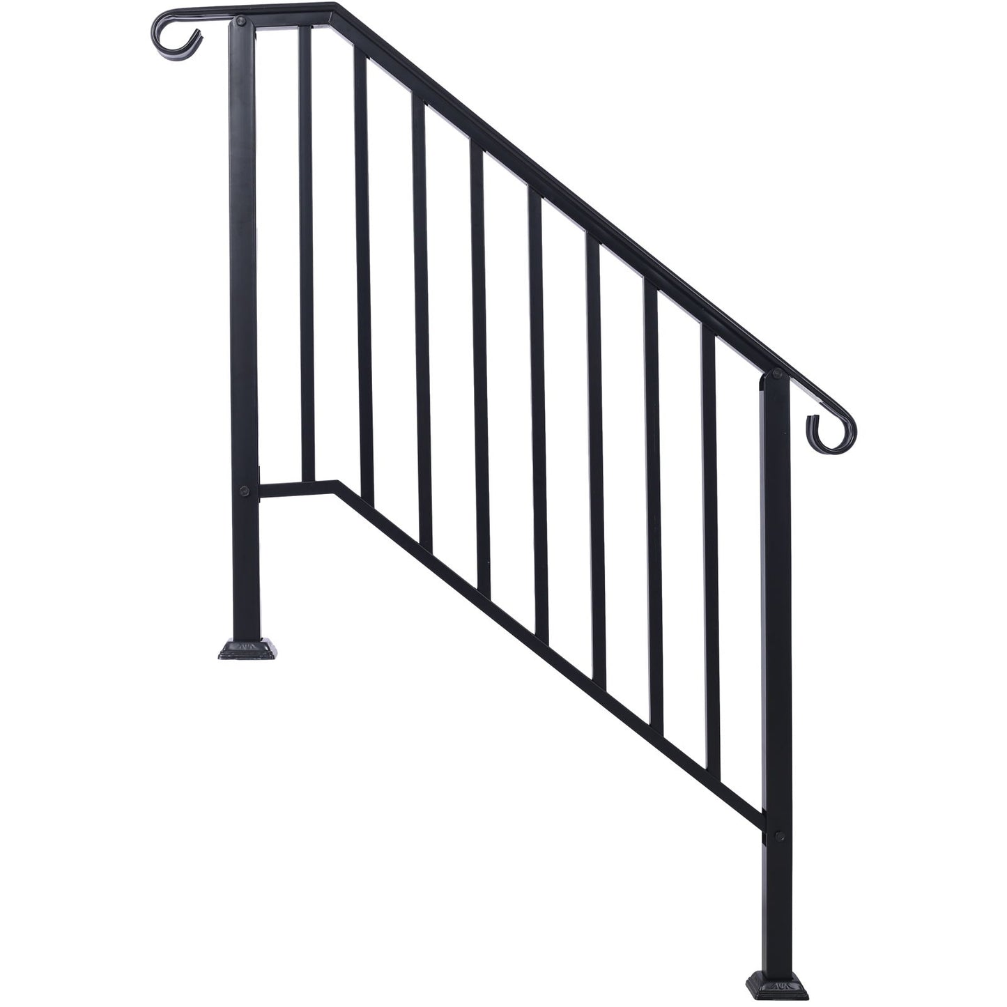 Handrails For Outdoor Steps, Fit 2 Or 3 Steps Outdoor Stair Railing, Wrought Iron Handrail, Flexible Porch Railing, Transitional Handrails For Concrete Steps Or Wooden Stairs