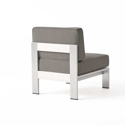 Outdoor Aluminum Armless Chair With Cushion - Silver
