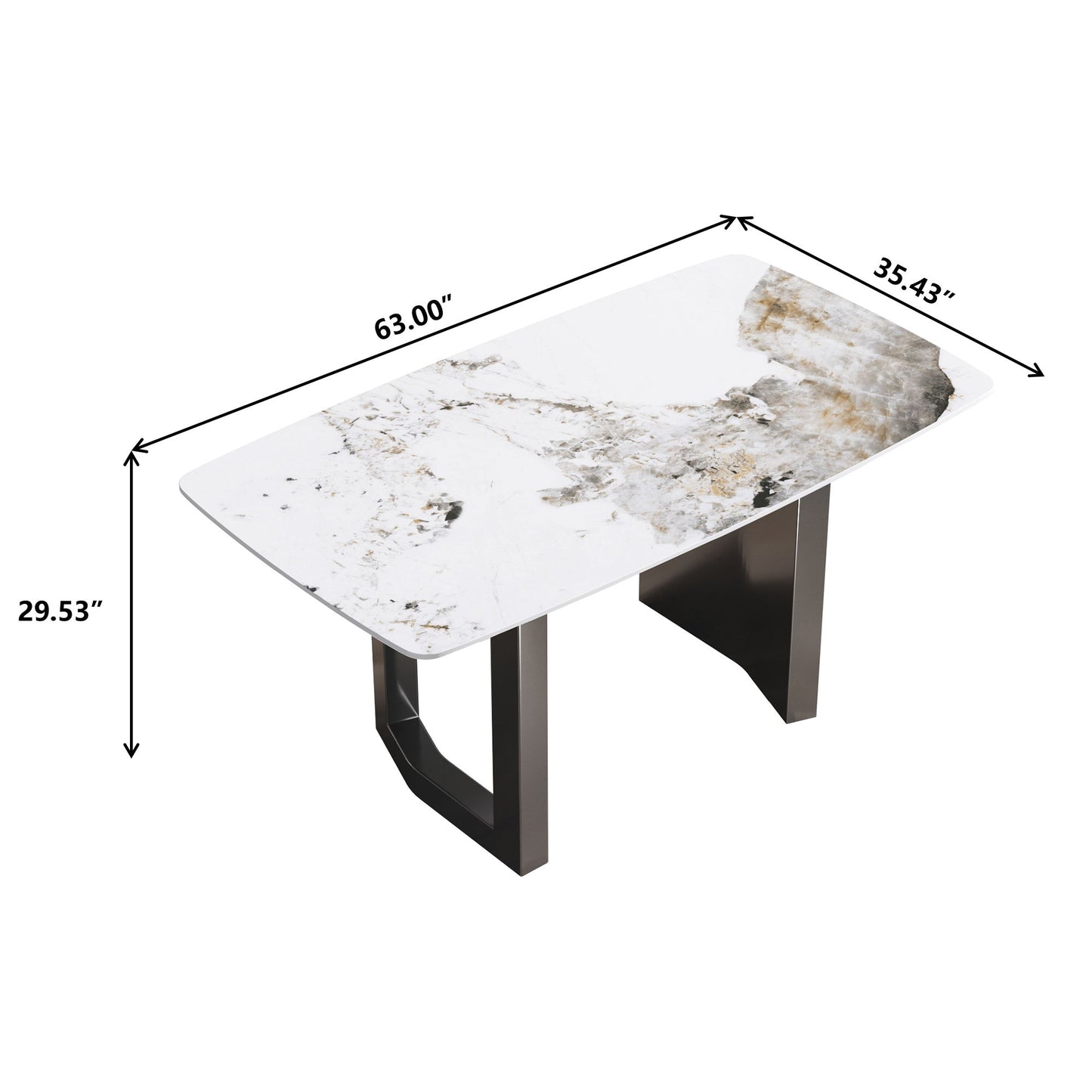 Curved Leg Dining Table For 6 People - Antique White / Black