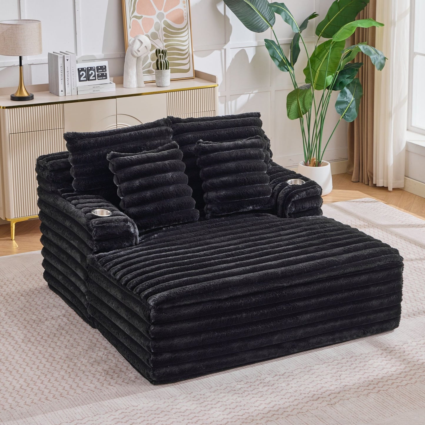 Oversized Chaise Lounge Chair Indoor With Pillows For Living Room