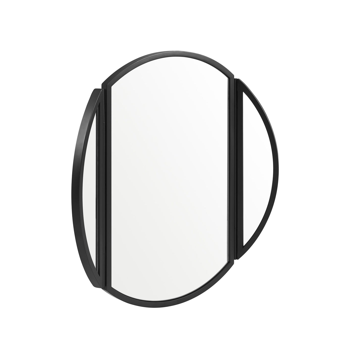 Modern Hinge Round Wall Mirror - Black