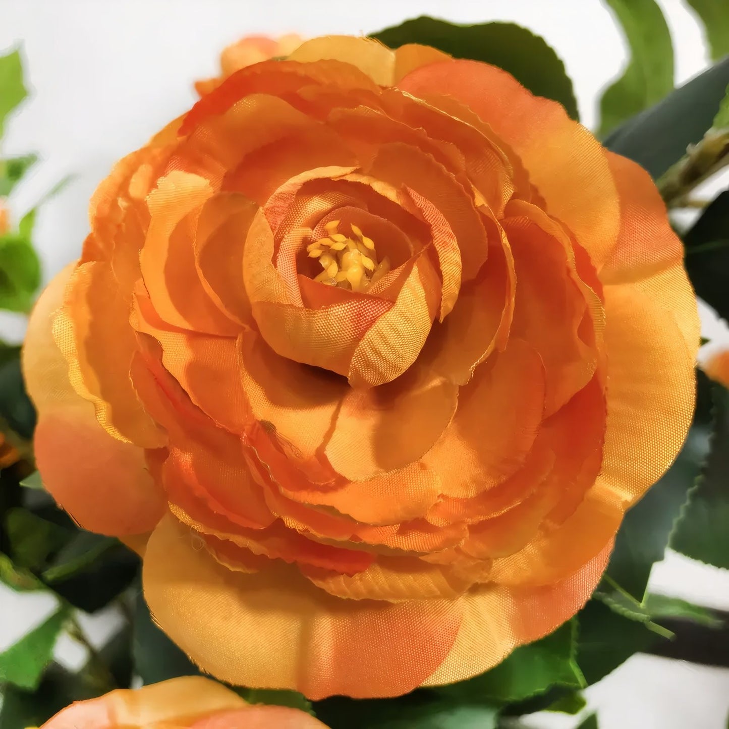 2 Pack Artificial Camellia Trees, Faux Potted Plants With Orange Flowers For Indoor Or Outdoor Decor, Porch, Office, Or Home Use - Black / Green / Orange